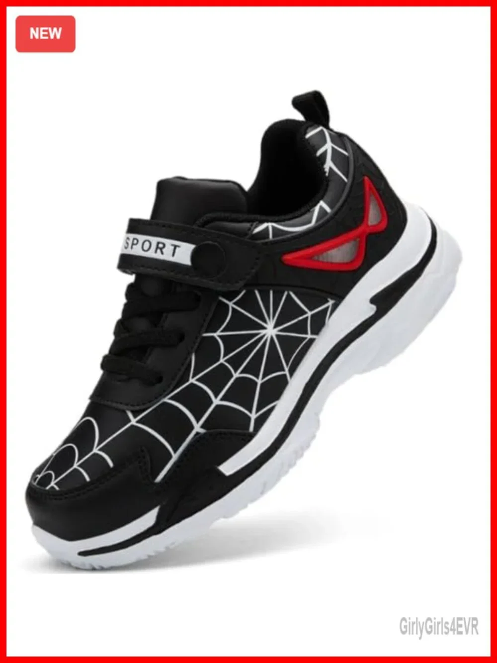 Kids Athletic Sneakers PU Leather Hook & Loop Running Shoes